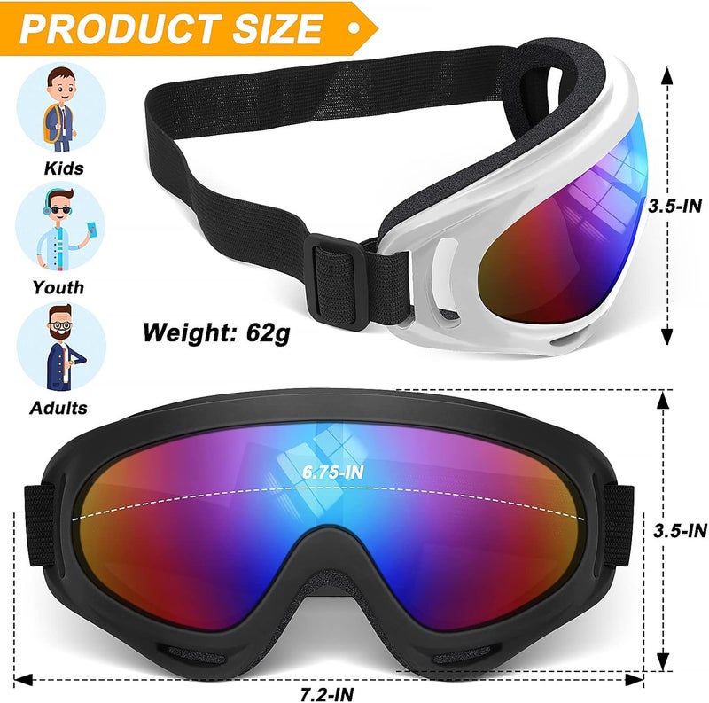 OXG Store 5 أزواج من نظارات الدراجات النارية للشباب رجال ونساء، نظارات ATV للتزلج مضادة للأشعة فوق البنفسجية، مقاومة للغبار، مقاومة للرياح، نظارات دراجات ترابية تناسب الخوذة - Image 2